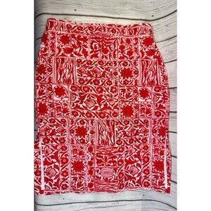 Ann Taylor Red White Floral Print Skirt M